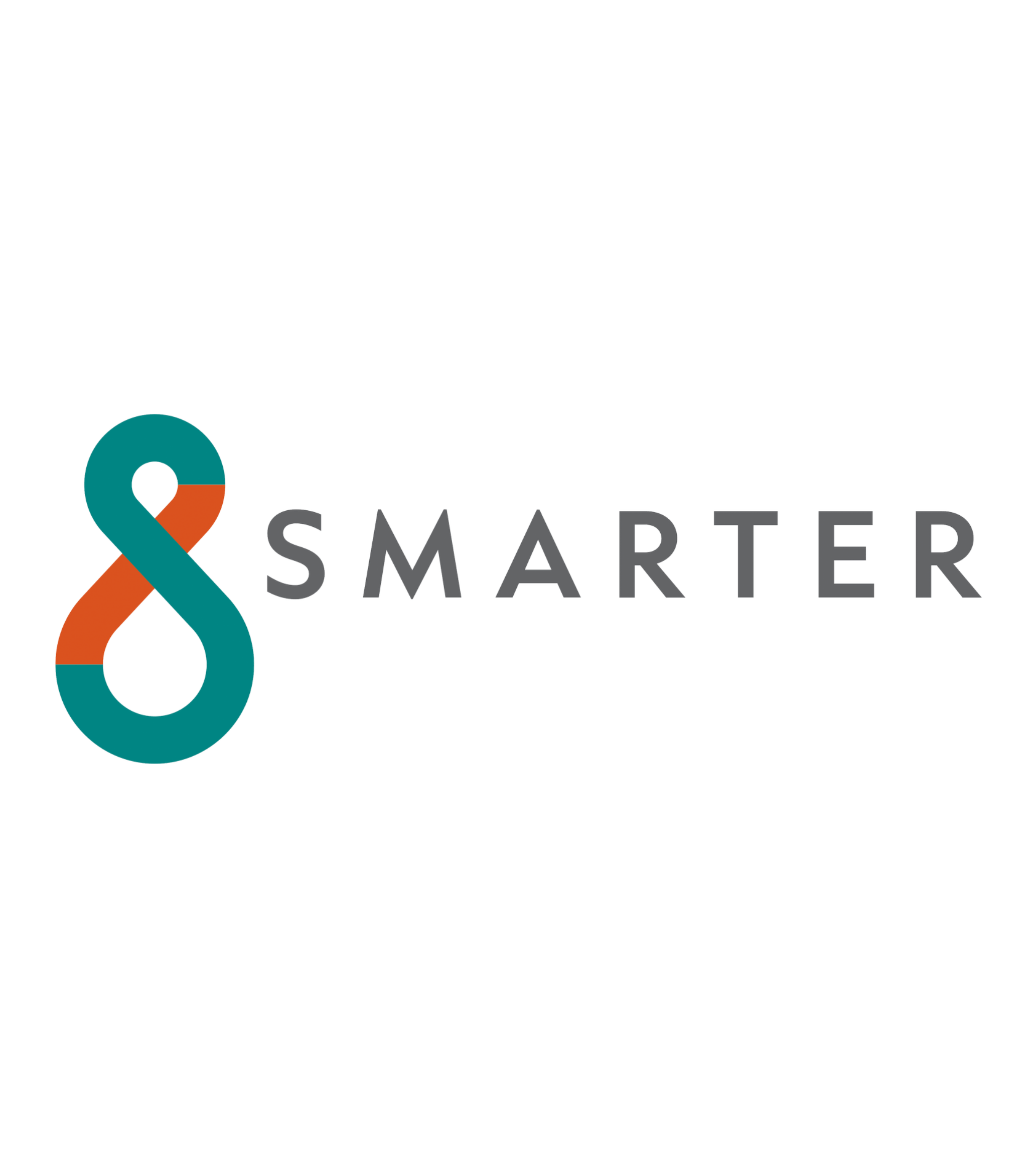 A logo saying SMARTER with a connected double circle