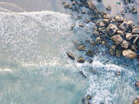 A photo of rocks and water